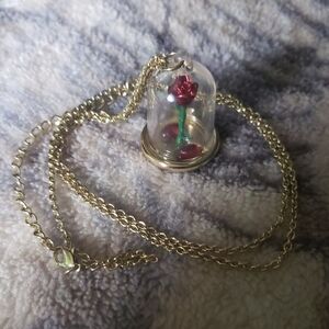 The Enchanted Rose Beauty And The Beaat Disney Gold Pendant Necklace Hot Topic